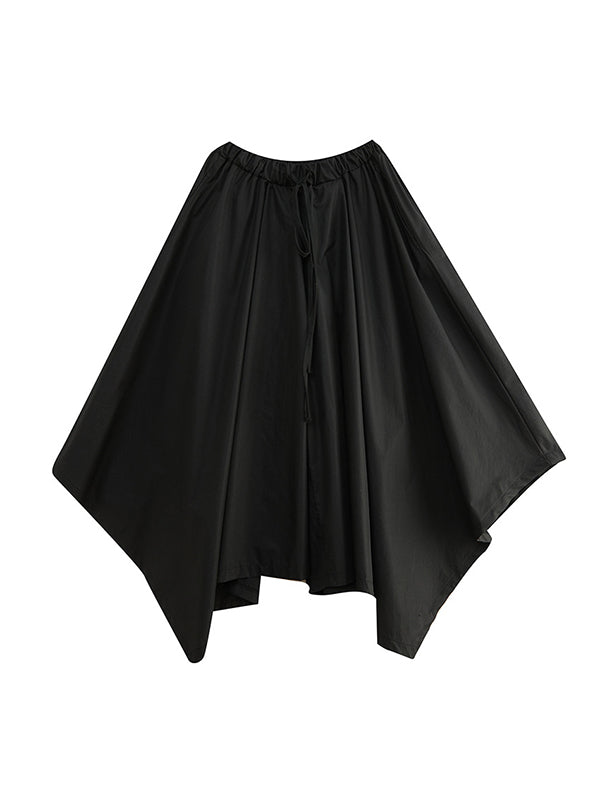 Pantalon court trapèze avec cordon de serrage, couleur unie, culotte