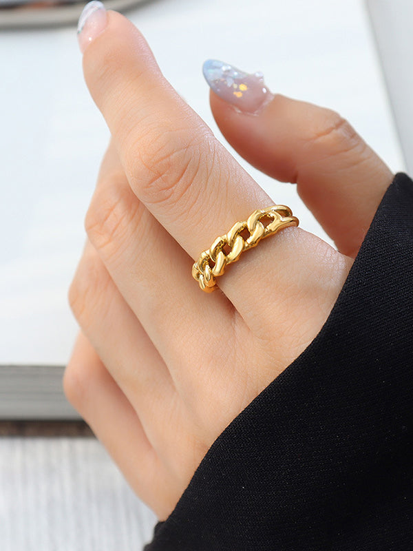Bague ajourée à chaîne, couleur unie