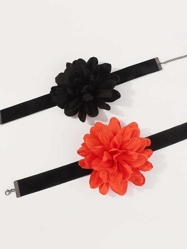 Collier à chaîne, à fleurs en 3D