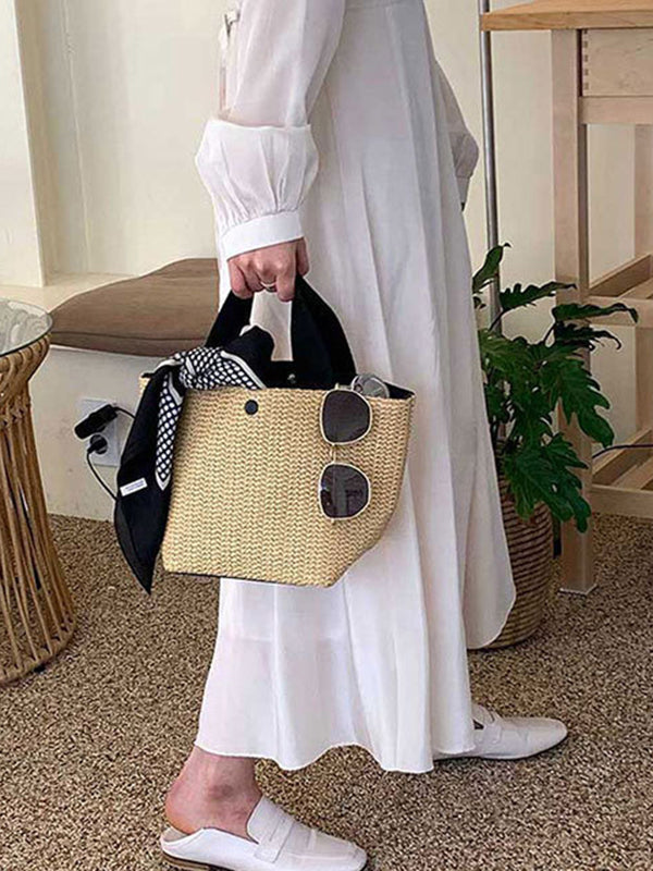 Sac à main tressé à empiècements