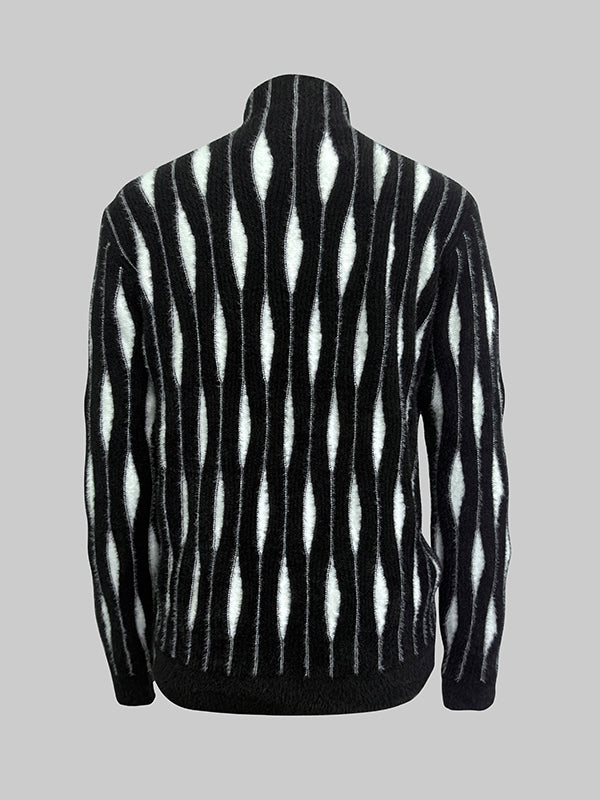 Pull à manches longues, à col haut, couleur contrastée