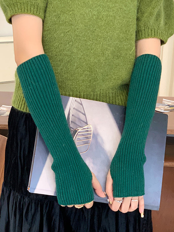 Tricot de laine décontracté, garde au chaud, accessoires chauffe-bras de couleur unie