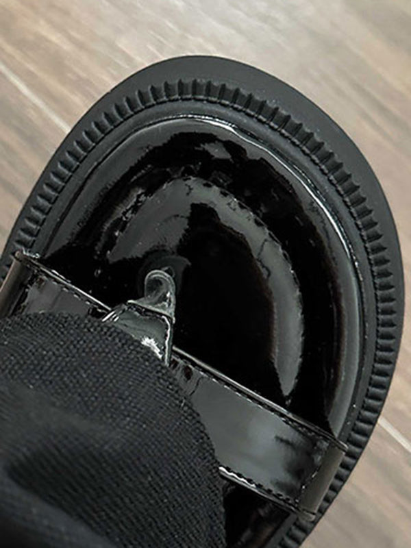 Bottes à fermeture éclair creuses à empiècements et à bout fendu, chaussures à plateforme, sandales