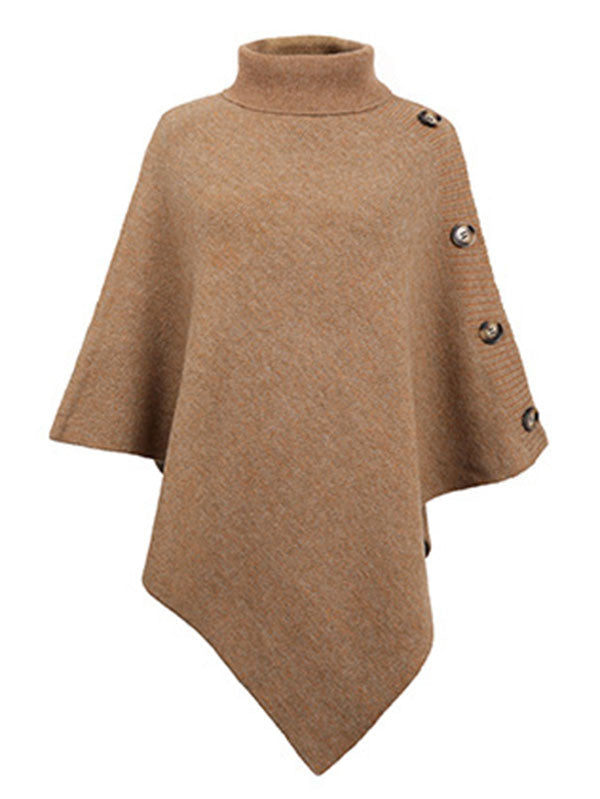 Cape pull décontractée à col haut, 7 couleurs