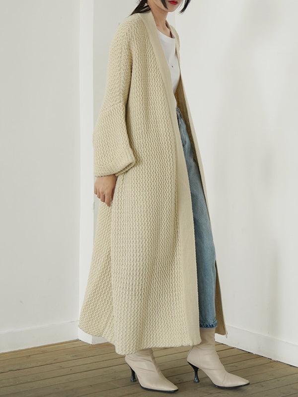 Cardigan en tricot à fil épais, ample, surdimensionné, couleur unie, urbain, manteaux