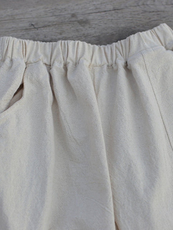 Pantalon simple taille haute, à jambes larges, couleur unie