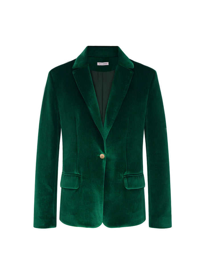 Veste boutonnée à manches longues, à col cranté, couleur unie