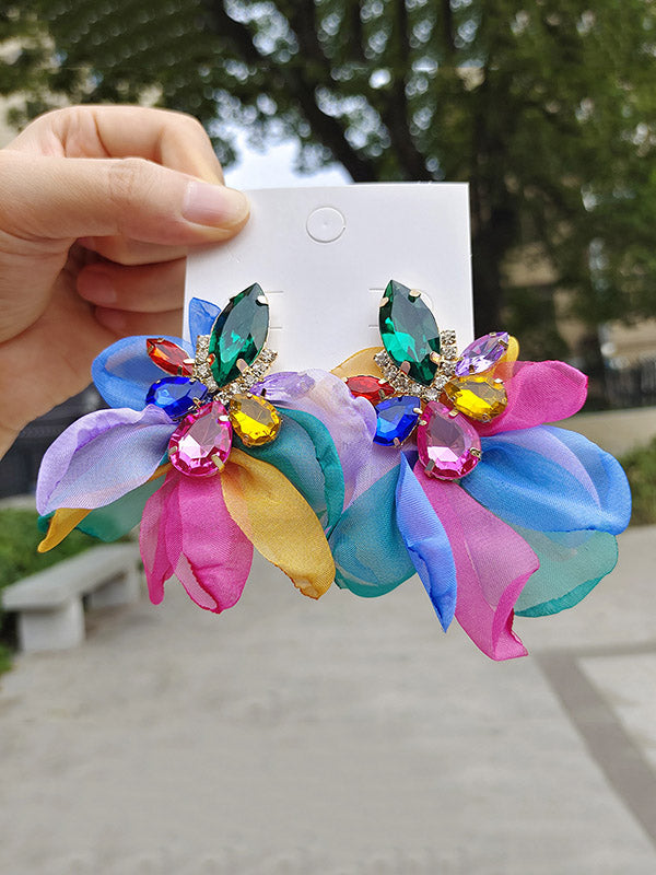 Boucles d'oreilles pendantes en forme de fleur