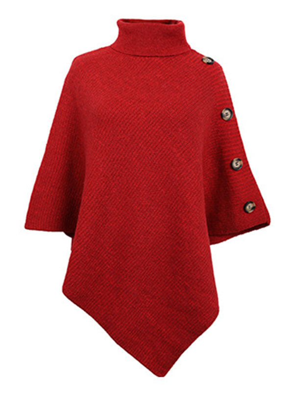 Cape pull décontractée à col haut, 7 couleurs