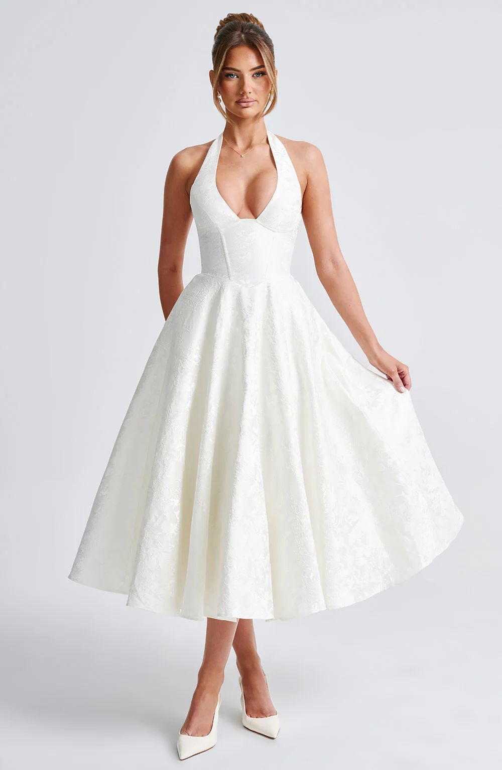 Julieta - Robe midi avec décolleté halter