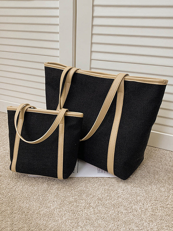 Sac fourre-tout décontracté simple en toile de couleur unie