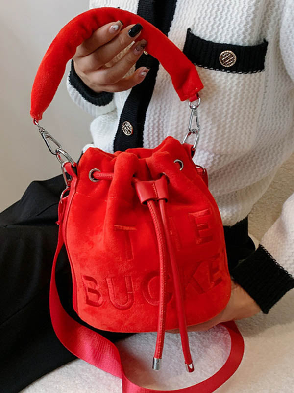Sac à main à cordon de serrage, à imprimé lettres