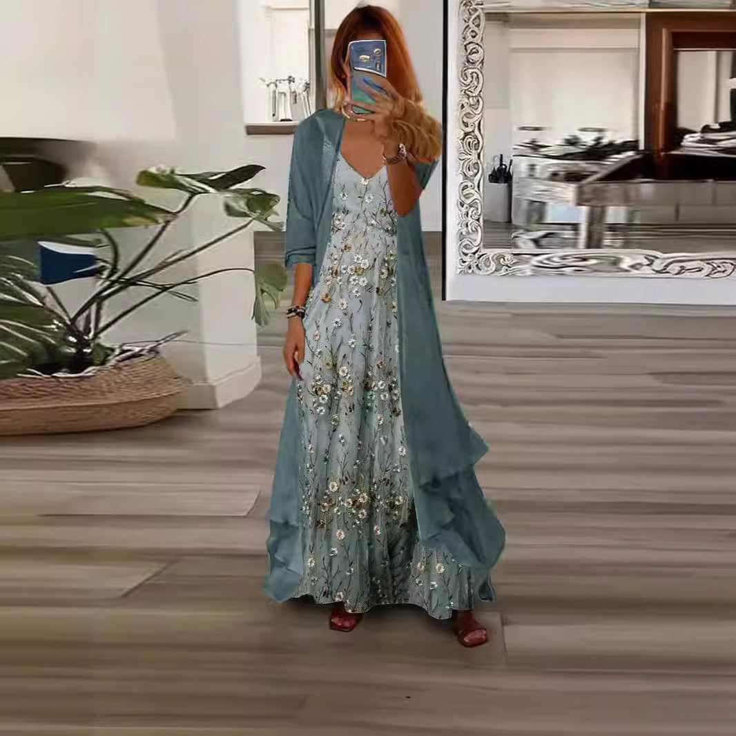 Sabrina - Robe maxi en chiffon à fleurs avec des détails élégants
