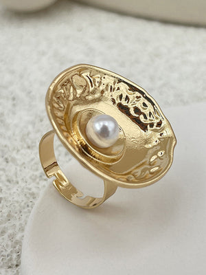 Bague géométrique plissée brillante