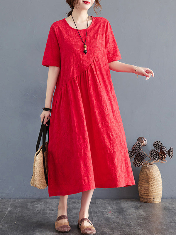 Robe irrégulière de couleur unie en mélange de coton