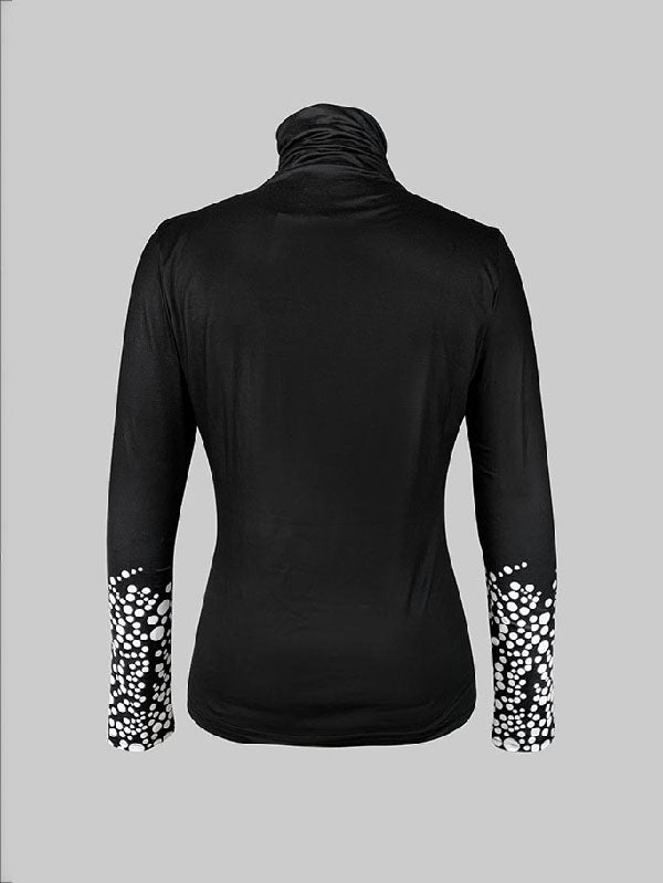 T-shirt imprimé à manches longues, coupe près du corps, à col haut