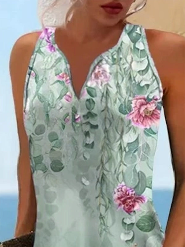 Robe courte ample grande taille, à imprimé floral, à empiècements, à col en V