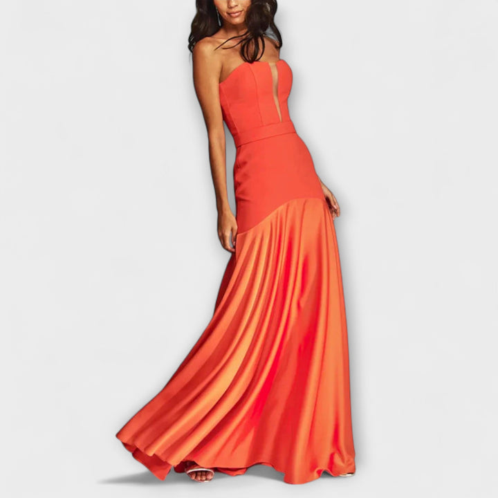 Vadena – Robe maxi sans épaules avec décolleté en V