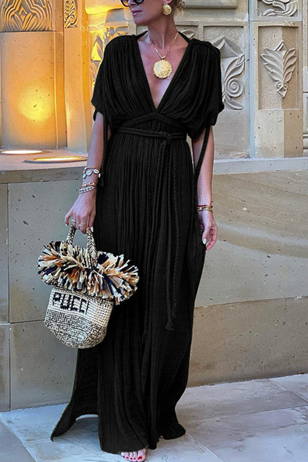 Junia - Robe maxi avec col halter et dos nu, parfaite pour les vacances
