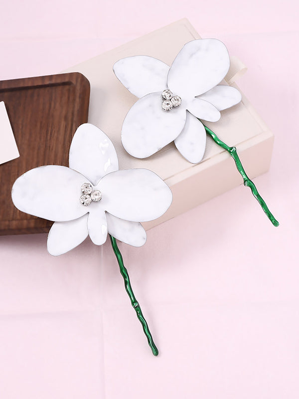 Boucles d'oreilles brillantes en forme de fleur, à strass