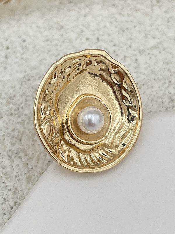 Bague géométrique plissée brillante