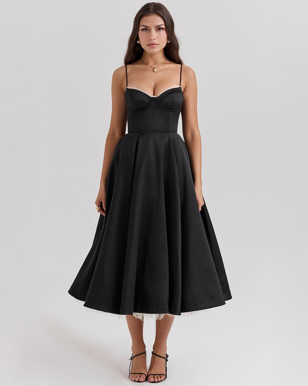 Paula | Robe Midi en Satin Duchesse avec Corsage