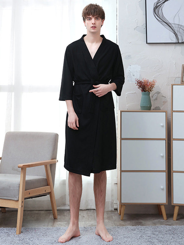 Robe de pyjama fine à bandage solide et confortable