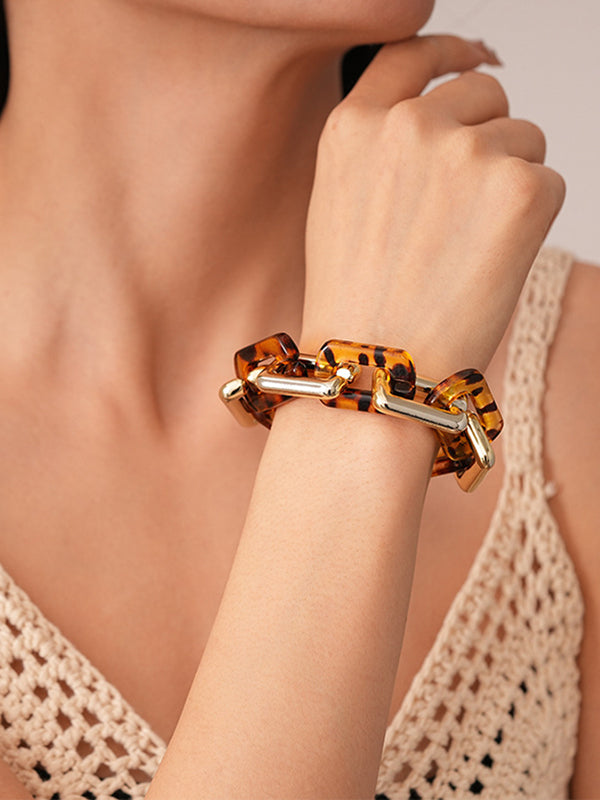 Bracelet à chaîne, à imprimé léopard