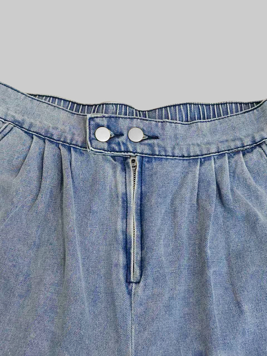 Pantalon en Jean ample boutonné de couleur unie avec fermeture éclair, bas Knickerbockers