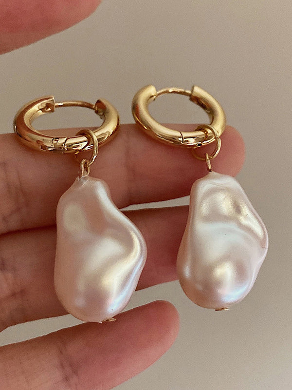 Irrégularité Imitation Perle Contraste Couleur Boucles D'oreilles Accessoires