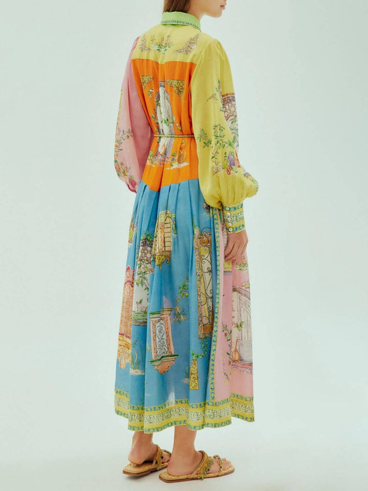 Robe Midi Cartes Postales Été