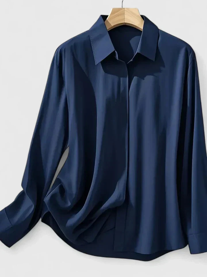 Anja | Blouse à Boutons Satinée pour Femmes