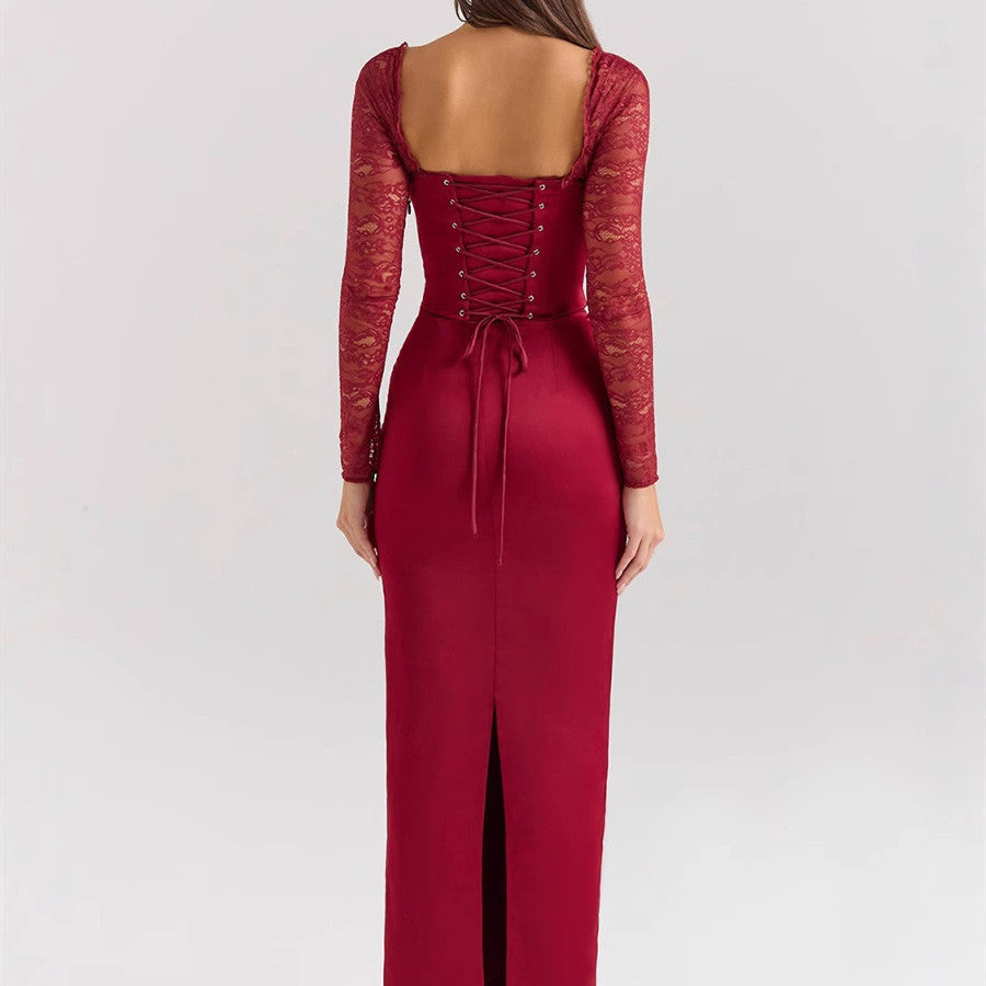 Valeria - Robe maxi avec manches en dentelle