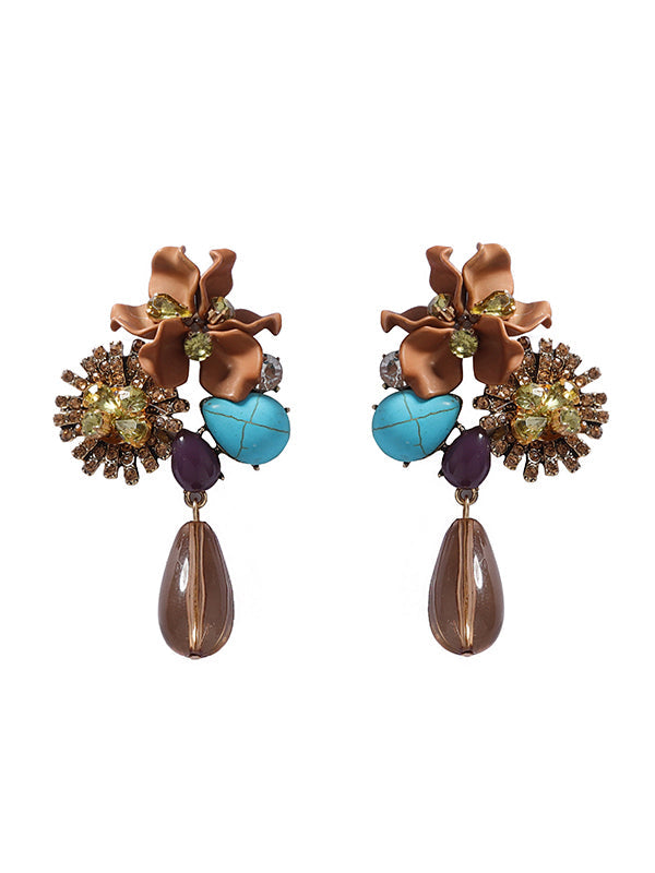 Boucles d'oreilles géométriques en forme de fleur, en forme de goutte