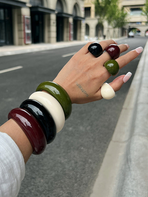 Parure bracelet et bague géométrique brillante