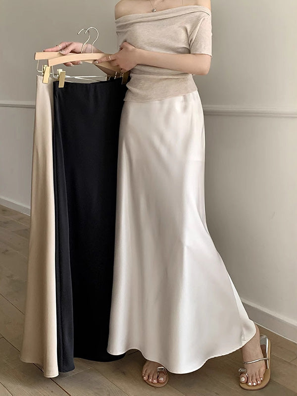 Jupe coupe sirène, à taille élastique, couleur unie