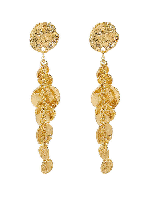 Boucles d'oreilles géométriques à pompons, couleur unie