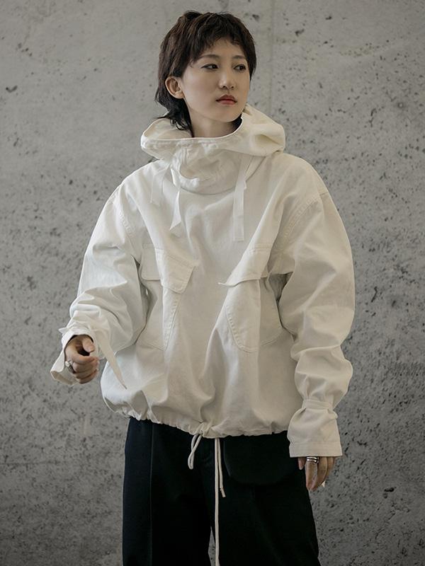 Sweat-shirt à capuche ample et solide avec cordon de serrage, style spatial