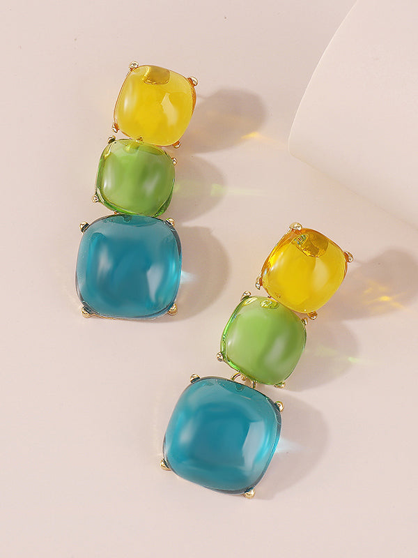 Parure boucles d'oreilles pendantes et boucles d'oreilles géométrique