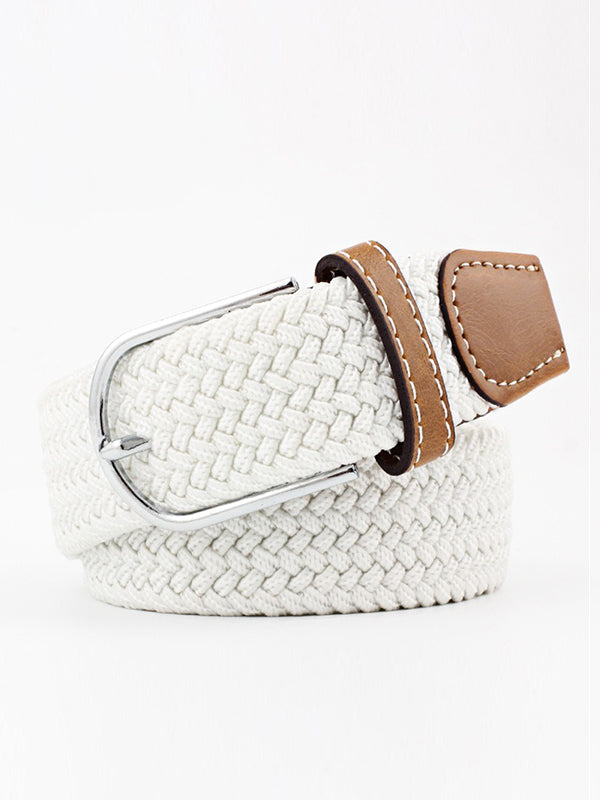 Ceinture tissée de couleurs contrastées simples, 20 couleurs