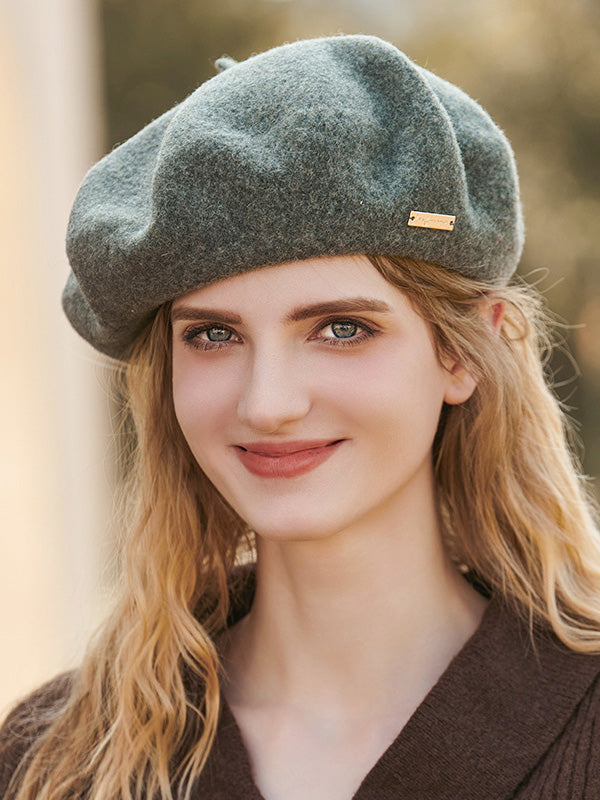 Béret rétro artistique, couleur unie