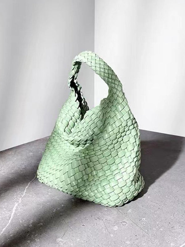 Sac à main tressé couleur unie