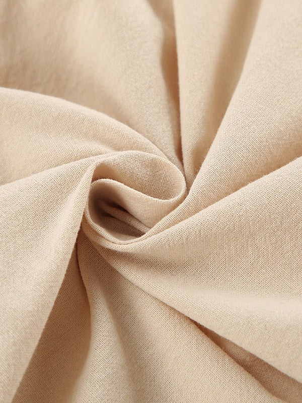 Ensemble deux pièces ample plissé taille haute, à empiècements, à col en V, couleur unie