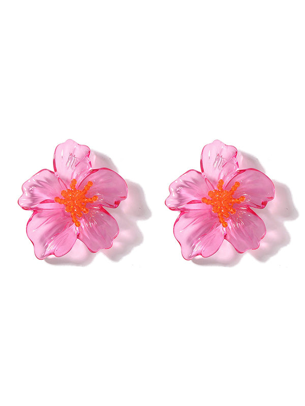 Accessoires de boucles d'oreilles légèrement transparentes en forme de fleur