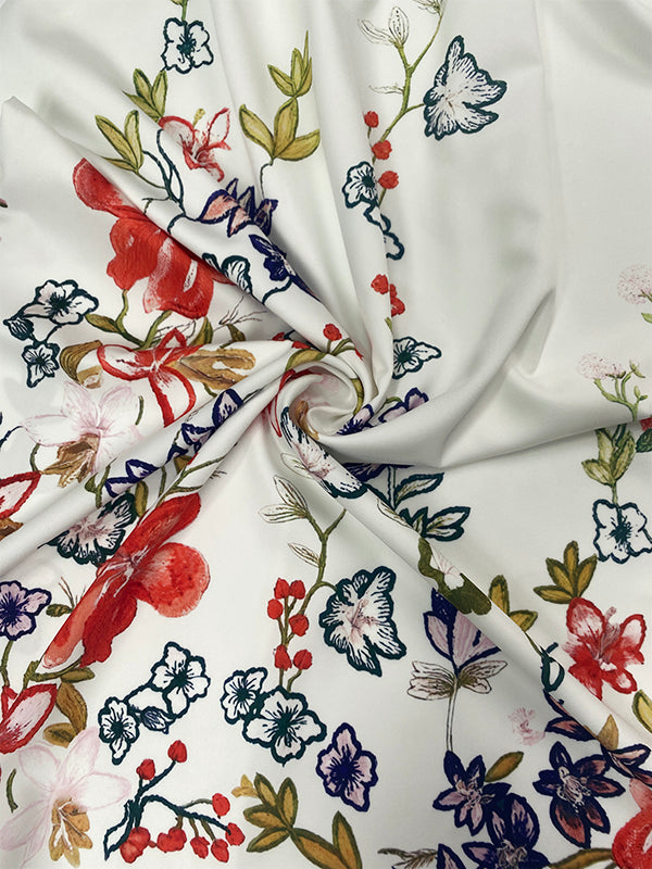 Robe longue ample à manches longues, à taille élastique, à imprimé floral, à col rond