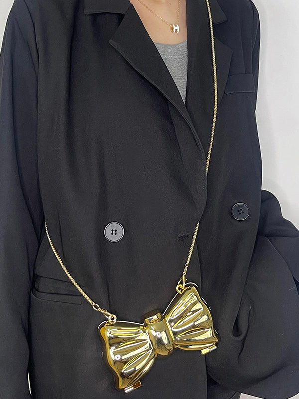 Sac géométrique brillant à chaîne, couleur unie