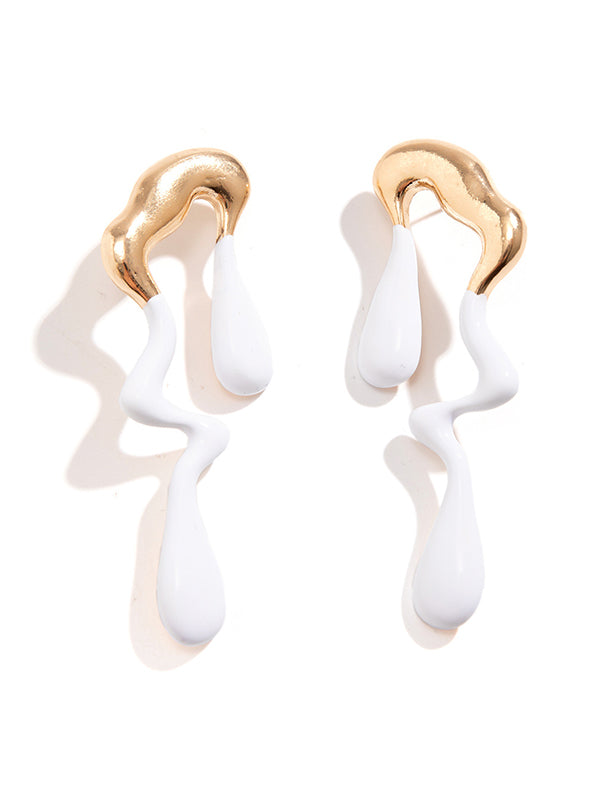 Boucles d'oreilles pendantes géométriques couleur contrastée