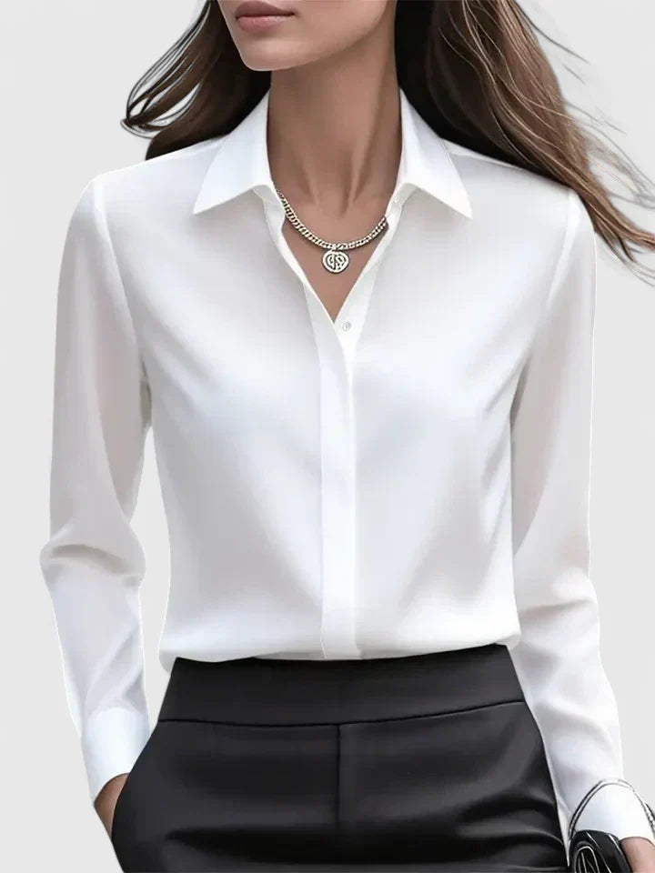 Anja | Blouse à Boutons Satinée pour Femmes