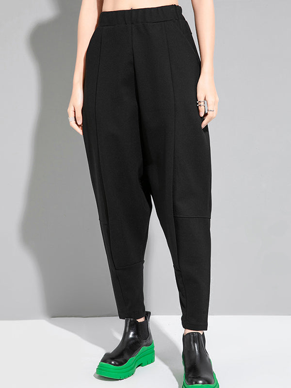 Bas simple ample décontracté à taille élastique, couleur unie