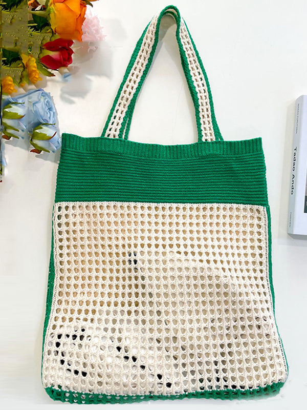 Accessoires de sacs creux de couleur contrastée de plage